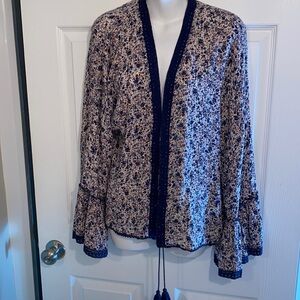 Anthropologie Nalini Originals Floral Gold Sparkle Bell Sleeve Kimono One Size
